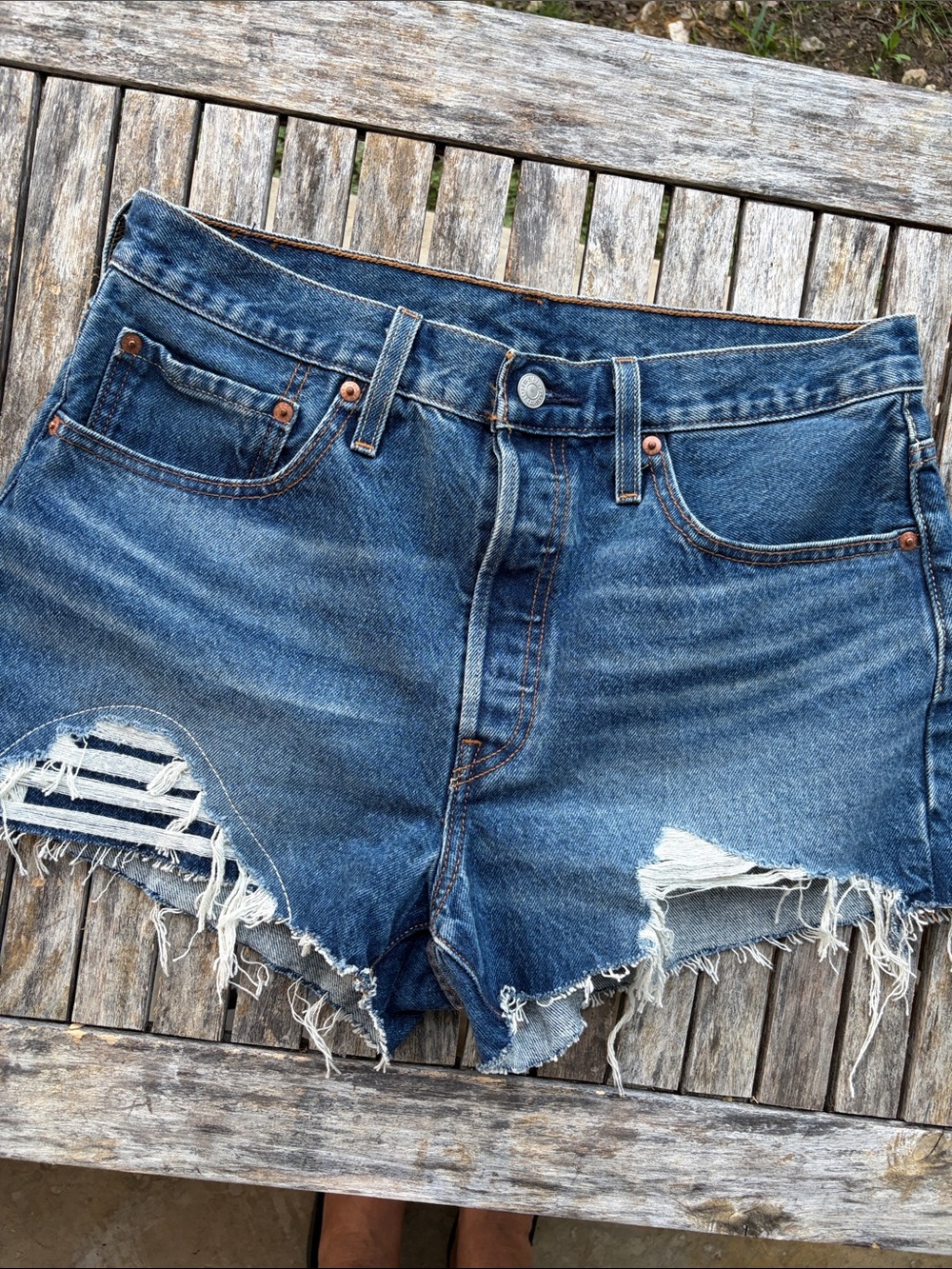 Levi’s 501 Distressed Hi-Rise Denim Cut-Off Shorts